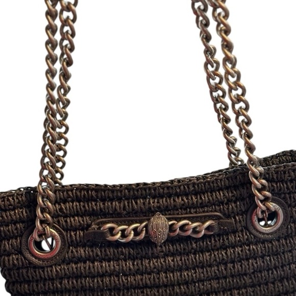 Kurt Geiger Chelsea raffia Tote Bag with matted gun metal strap - Picture 12 of 12